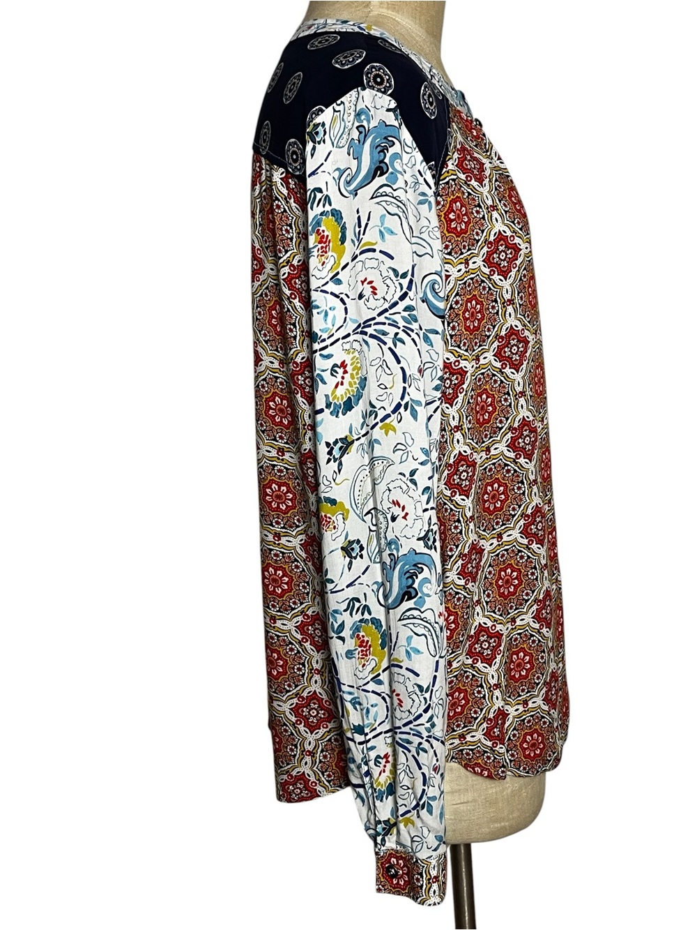 Maeve Anthropologie Mixed Print Boho Medallion Blouse Top Size 12 - Picture 6 of 11